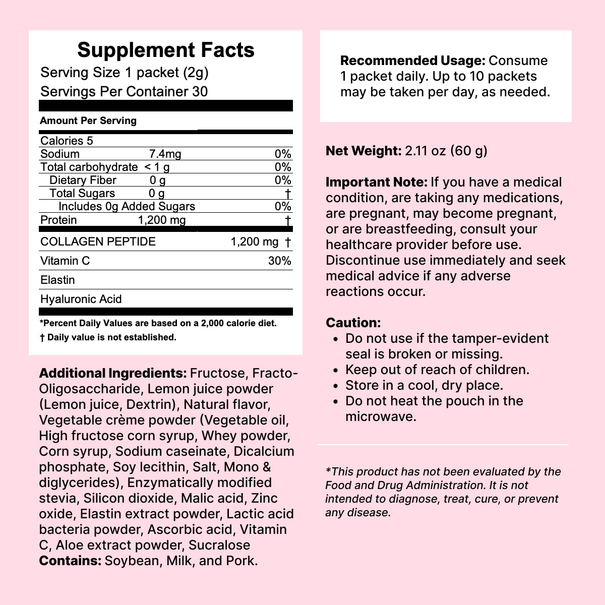 Premium Collagen Powder Sticks – 1,200 mg Collagen, Daily Beauty Support, 30 Sticks